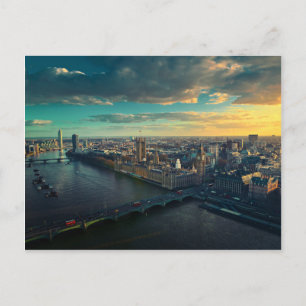 Carte Postale Ville de Londres avec coucher de soleil