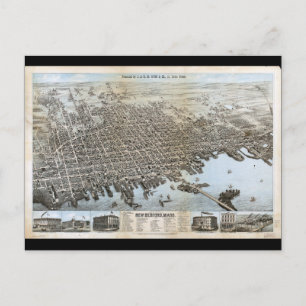 Carte Postale Ville de New Bedford Massachusetts (1876)