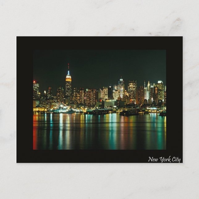 Carte Postale ville de New York la nuit (Devant)