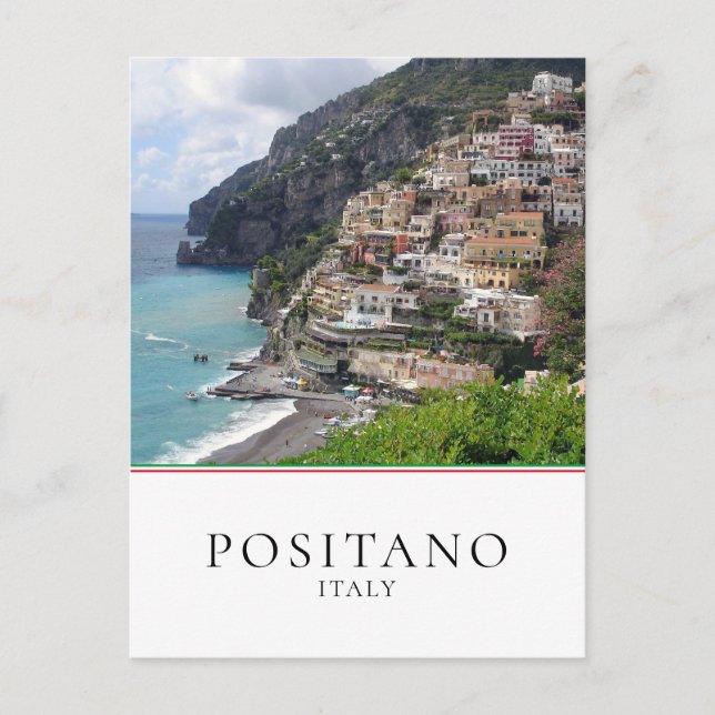 Carte Postale Ville de Positano sur la côte d'Amalfi en Italie (Devant)