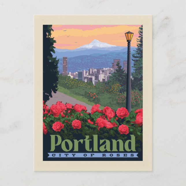 Carte Postale Ville de Rose | Portland, Oregon (Devant)