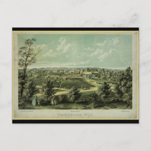 Carte Postale Ville de Waukesha Wisconsin à partir de 1857