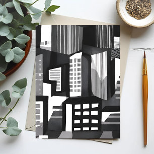 Carte Postale Ville géométrique moderne Contemporain noir et b