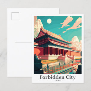 Carte Postale Ville interdite Pékin Chine Illustration de voyage