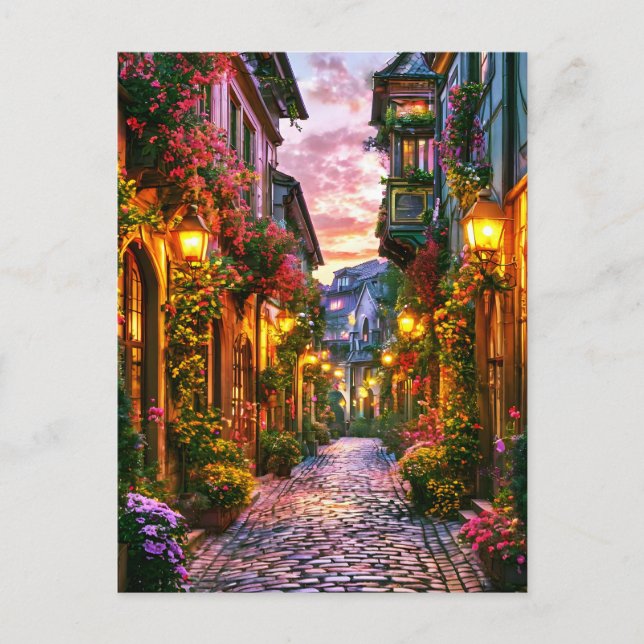 Carte Postale Ville magique au coucher du soleil (Devant)
