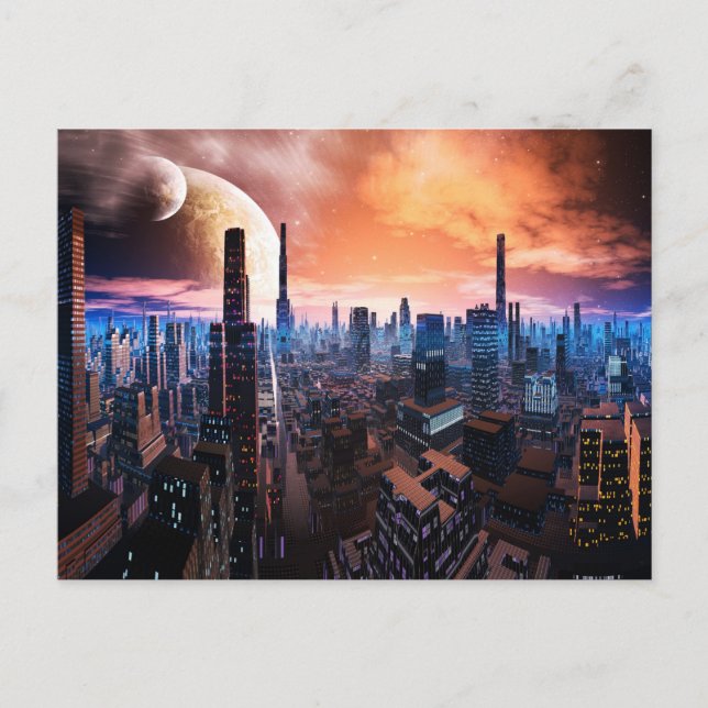 Carte postale 'Ville ne dort jamais' (Devant)