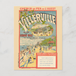 Carte Postale Villerville France Poster vintage ferroviaire 1890