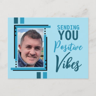 Carte Postale Villes positives encouragements ajouter photo bleu