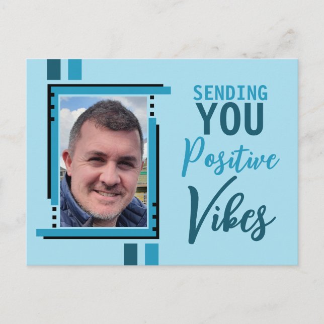 Carte Postale Villes positives encouragements ajouter photo bleu (Devant)