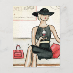 Carte Postale Vin de boisson fashionista