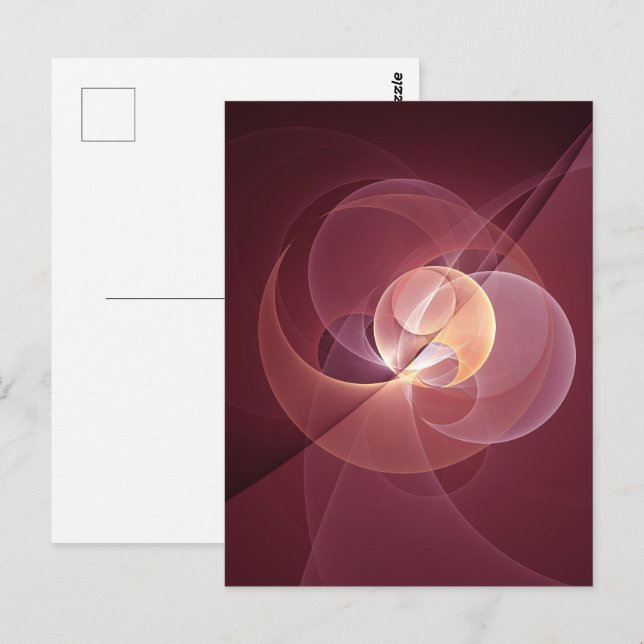 Carte Postale Vin moderne élégant Abstrait Art fractal rouge (Devant / Derrière)