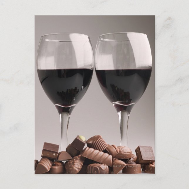 Carte Postale vin rouge aux chocolats (Devant)
