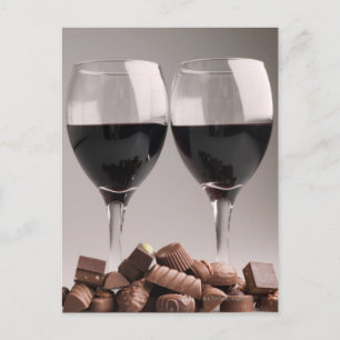 Carte Postale vin rouge aux chocolats