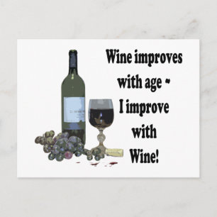 Carte Postale Vin s'améliore avec l'âge, je m'améliore avec Vin!