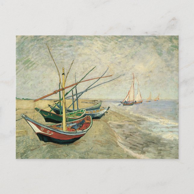 Carte Postale Vincent van Gogh - Bateaux de pêche sur la plage (Devant)