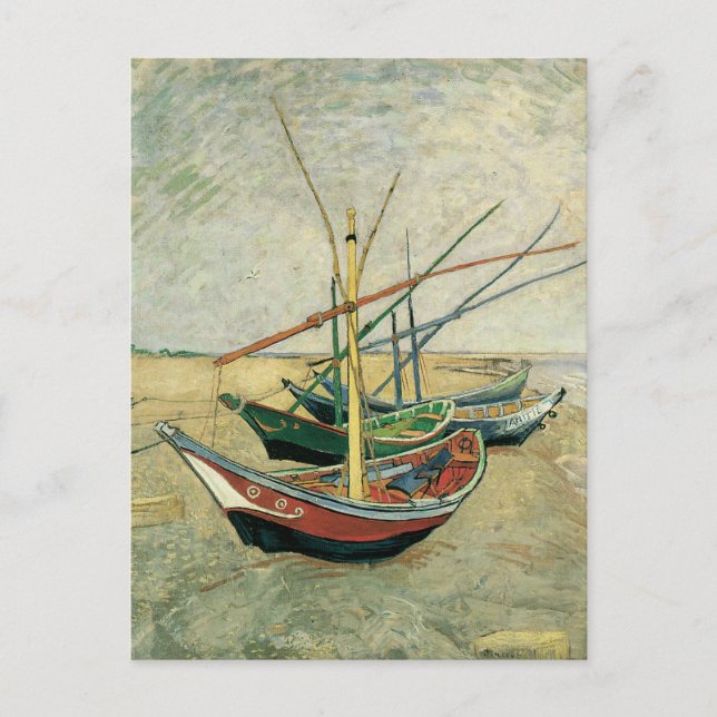 Carte Postale Vincent van Gogh - Bateaux de pêche sur la plage (Devant)