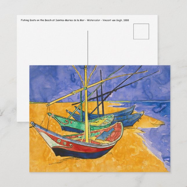 Carte Postale Vincent van Gogh - Bateaux de pêche sur la plage (Devant / Derrière)