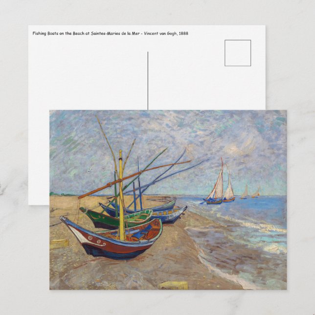 Carte Postale Vincent van Gogh - Bateaux de pêche sur la plage (Devant / Derrière)