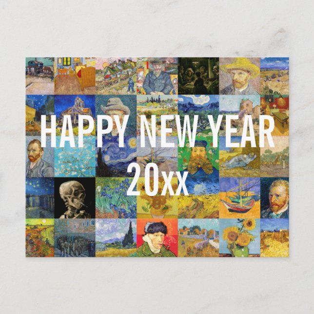 Carte Postale Vincent van Gogh - Joyeux patchwork du Nouvel An (Devant)