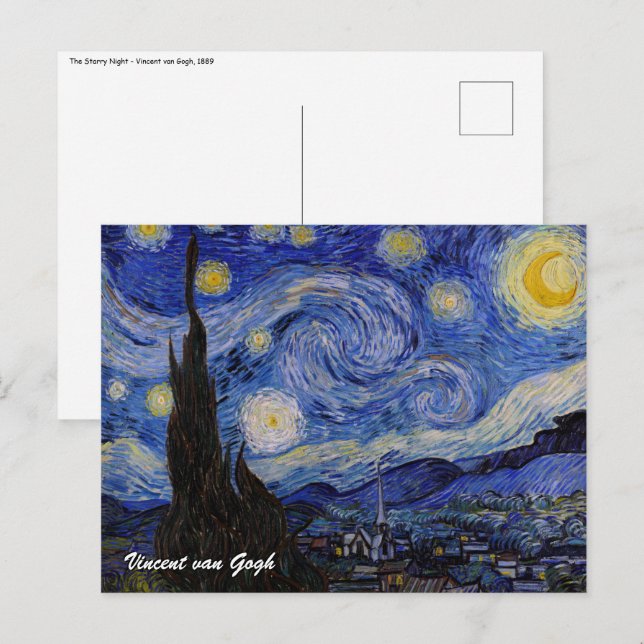Carte Postale Vincent Van Gogh - La nuit étoilée (Devant / Derrière)