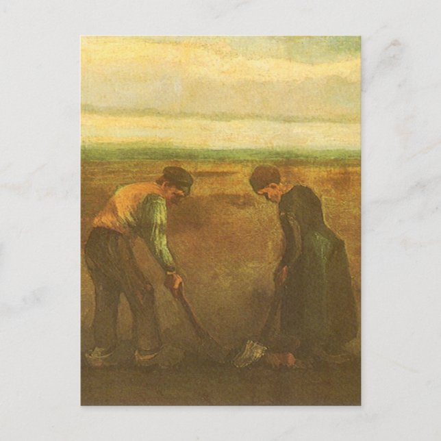 Carte Postale Vincent van Gogh - Les paysans plantent des pommes (Devant)