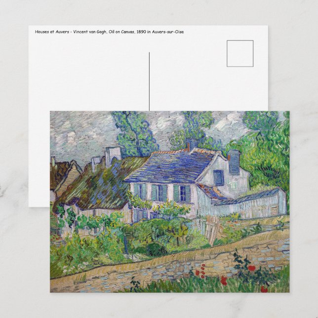 Carte Postale Vincent van Gogh - Maisons à Auvers (Devant / Derrière)