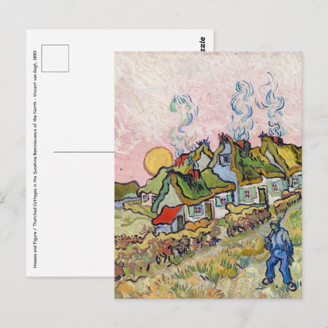 Carte Postale Vincent van Gogh - Maisons et Personnage (Devant / Derrière)