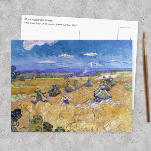 Carte Postale Vincent van Gogh - Meules de blé avec des moissonn