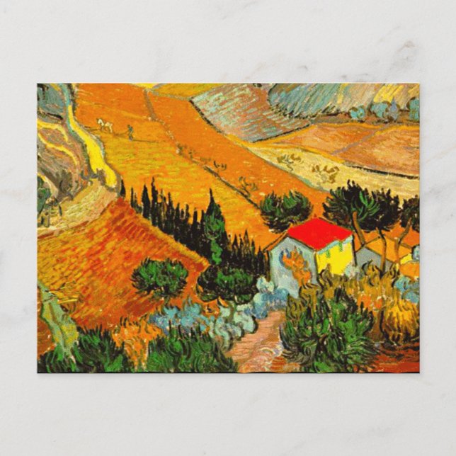Carte Postale Vincent Van Gogh Paysage & Maison Amélioré (Devant)