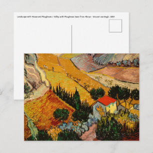 Carte Postale Vincent van Gogh - Paysage, Maison et Plowman