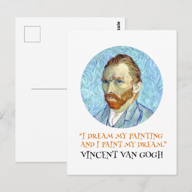 Carte Postale Vincent Van Gogh Portrait avec citation (Devant / Derrière)