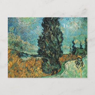Carte Postale vincent van gogh - route avec cyprès et étoile