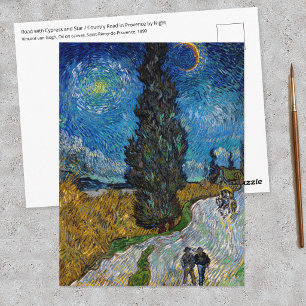 Carte Postale Vincent van Gogh - Route avec cyprès et étoile
