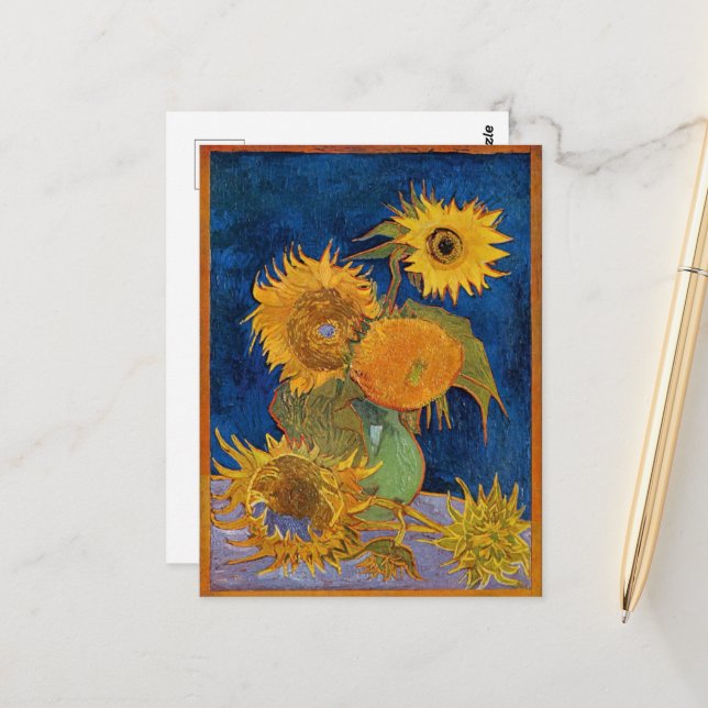 Carte Postale Vincent Van Gogh - Sunflowers, 2e version (Devant/Arrière en situation)