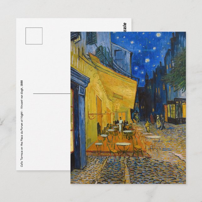 Carte Postale Vincent van Gogh - Terrasse de café la nuit (Devant / Derrière)