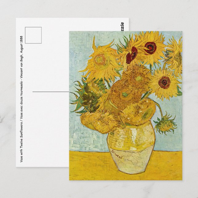 Carte Postale Vincent Van Gogh - Vase avec douze tournesols (Devant / Derrière)