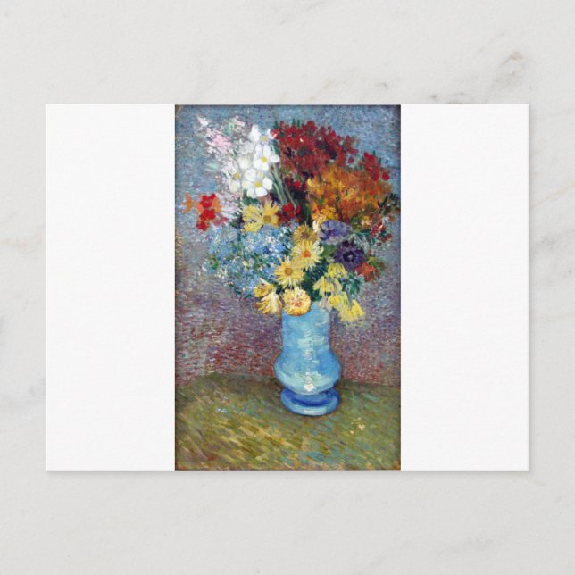 Carte Postale Vincent Willem van Gogh - Fleurs dans un vase bleu (Devant)