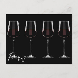 Carte Postale Vins avec vin rouge sur noir