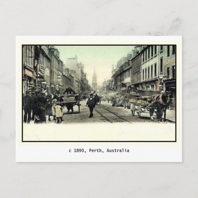 Carte Postale Vintage 1890 Perth, Australie (Devant)