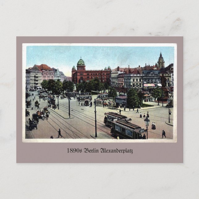 Carte Postale Vintage 1890s Berlin Alexanderplatz (Devant)
