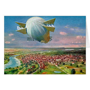 Carte postale vintage 1908 du zeppelin LZ3