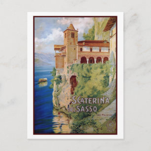 Carte Postale Vintage 1920 Lac Majeur couvent Voyage en Italie
