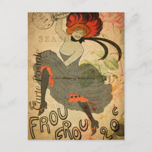 Carte Postale Vintage 1920 Retro Femme danseuse Floral Français