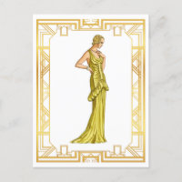 Vintage 1930 Fashion Gold Hollywood Gown Art