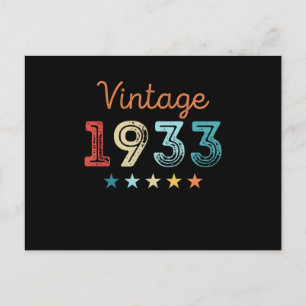 Carte Postale Vintage 1933 90e anniversaire Retro Cadeau 90 ans