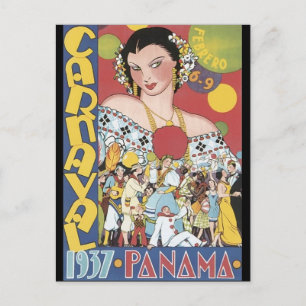 Carte Postale Vintage 1937 Panama Carnaval
