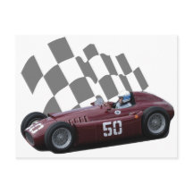 Carte postale vintage 8 de voiture de course