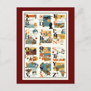 Carte Postale Vintage Alphabet Chart ABC Teachers Venin