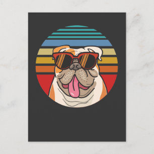 Carte Postale Vintage anglais Buldog Funny Lunettes de soleil An