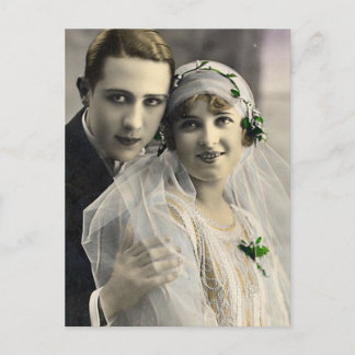Carte Postale Vintage Antique Romantique Mariée et Groom Photos